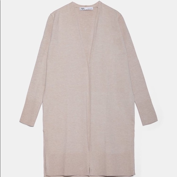 Zara light sand knit cardigan and ribbed dress matching set NWT - Picture 4 of 5